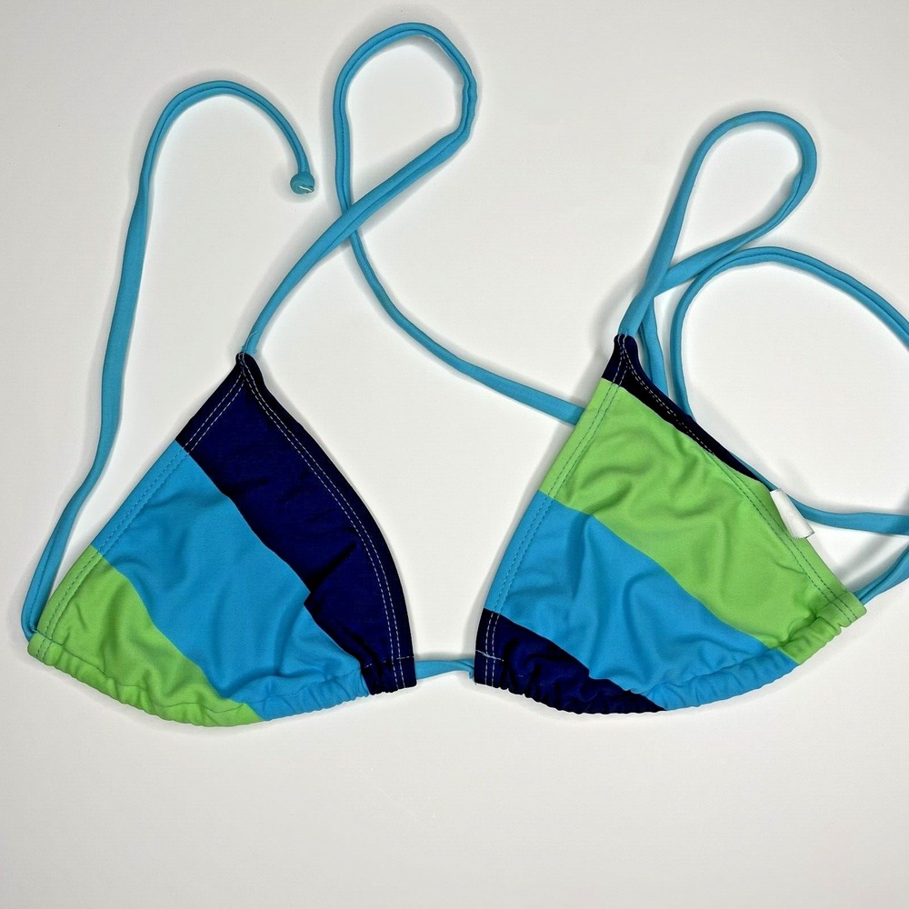 Old Navy‎ Womens String Bikini Top Size XS Blue & Green Striped